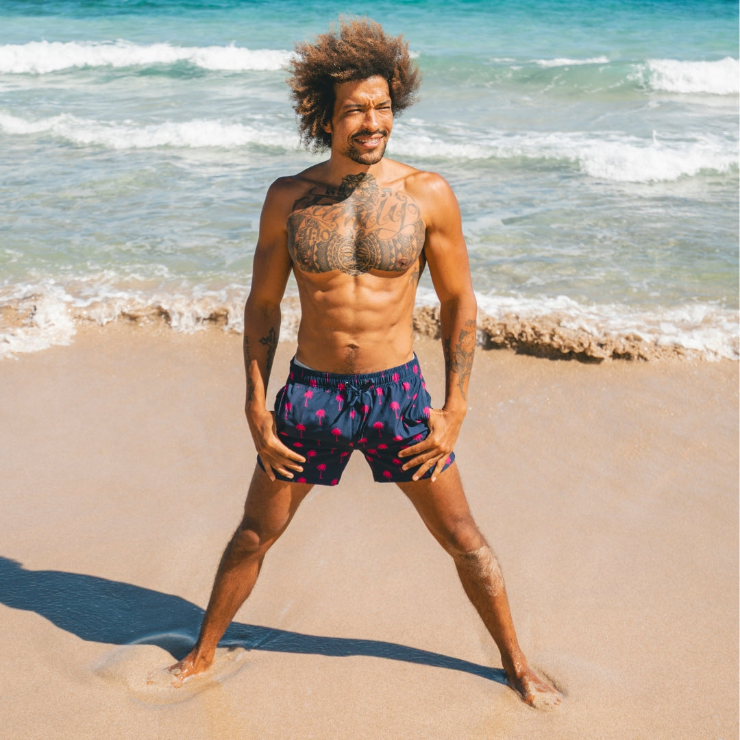 Palm Tree, Blau, Badeshorts für Herren