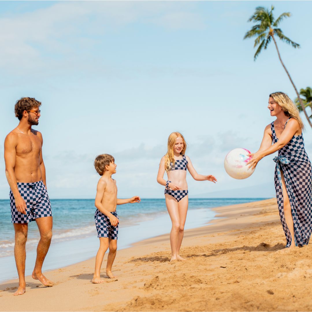 Check, Blue, Girls bikini