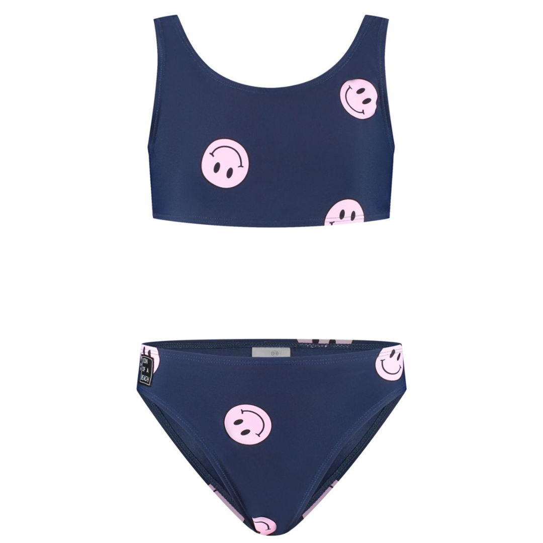 Smiley, Blue, Girls swimsuit