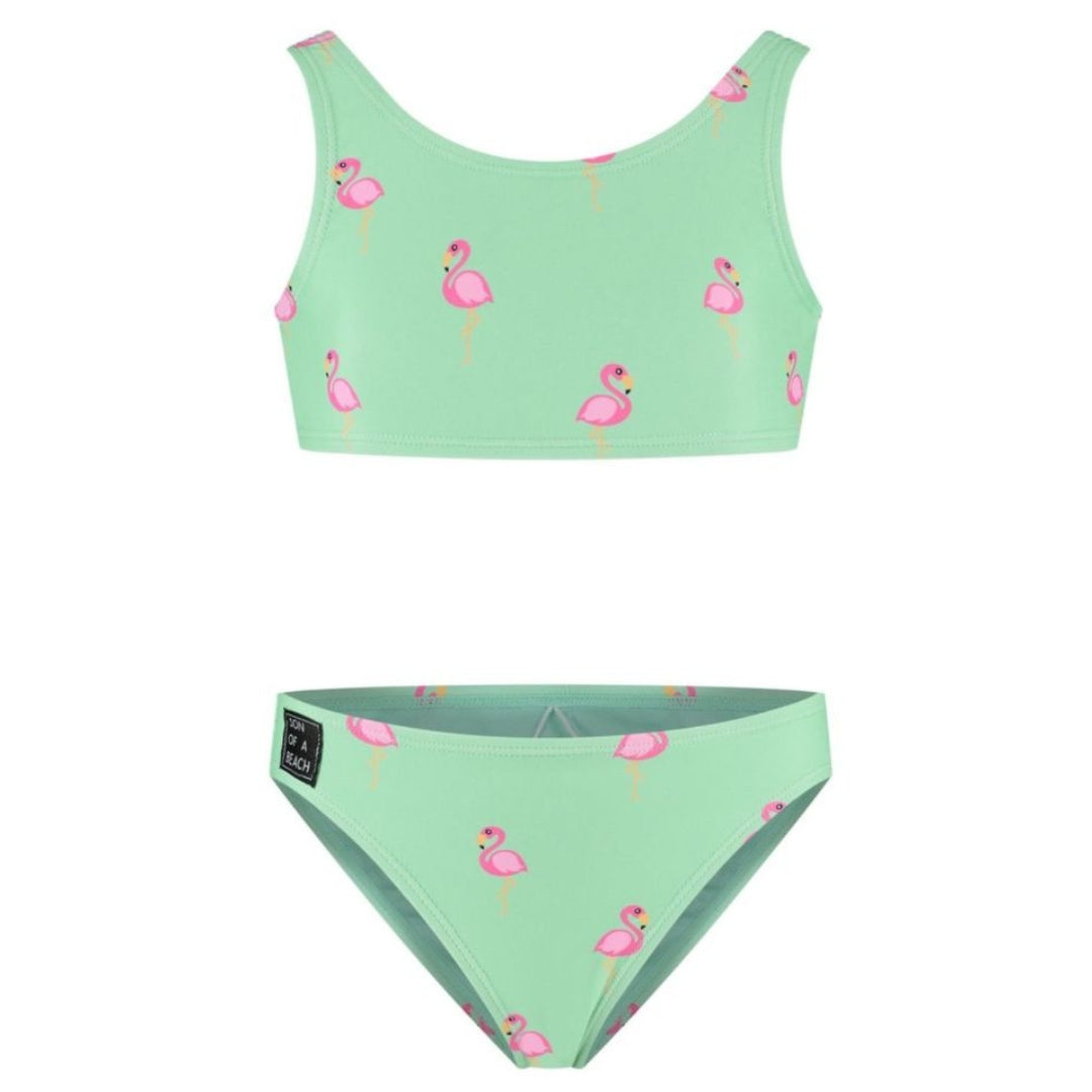Flamingo, Grün, Mädchen Bikini