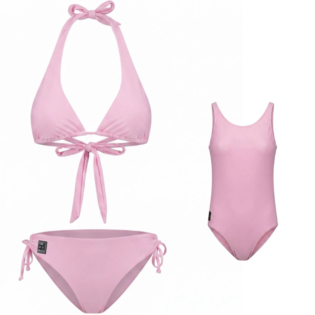 Solid, Rosa, Bikini/Badeanzug für Mutter und Tochter