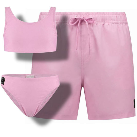 Solid, Rosa, Badehosen/Bikini für Vater und Tochter
