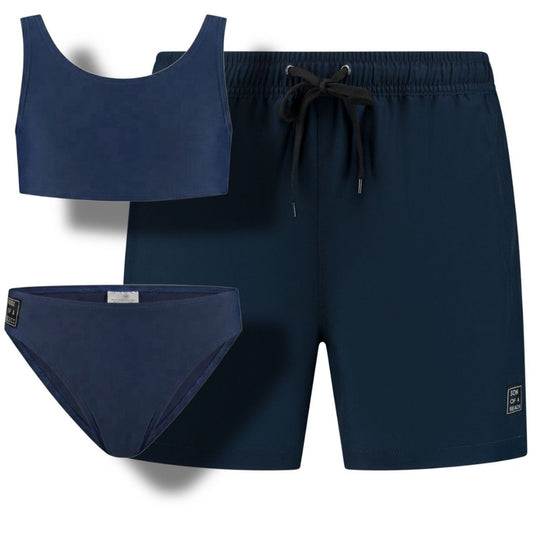 Solid, Blau, Badehosen/Bikini für Vater und Tochter