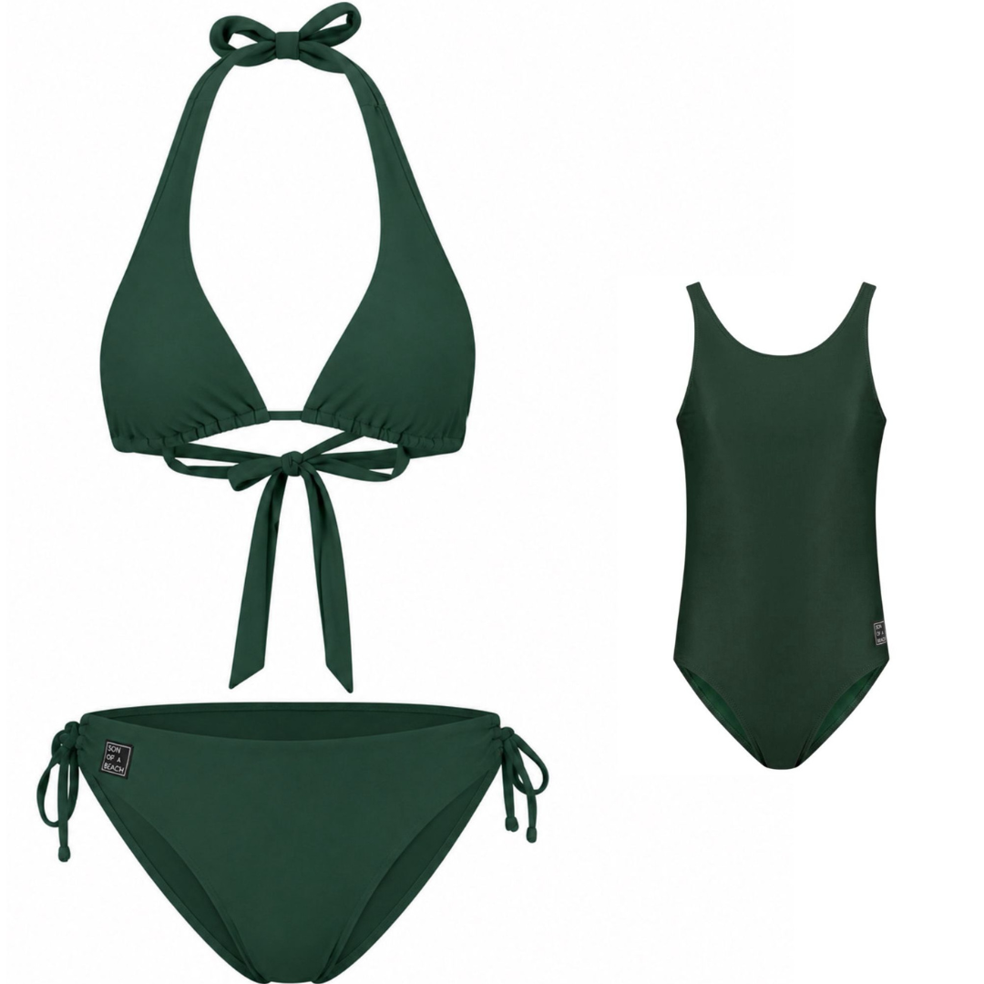 Solid, Grün, Bikini/Badeanzug für Mutter und Tochter