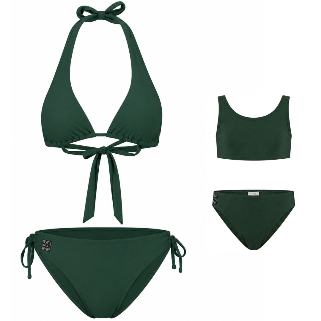 Solid, Grün, Mutter und Tochter Bikinis