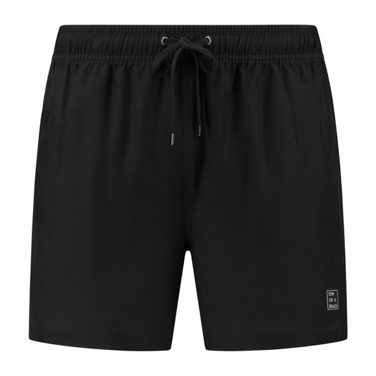 Solid, Black, Men's swimming trunks