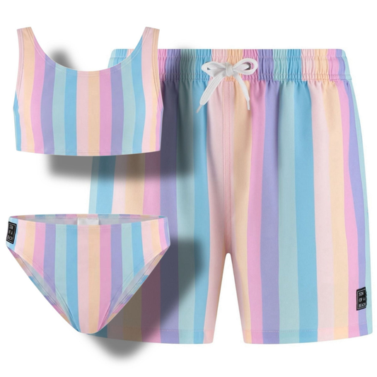 Rainbow, Badehosen/Bikini für Vater und Tochter