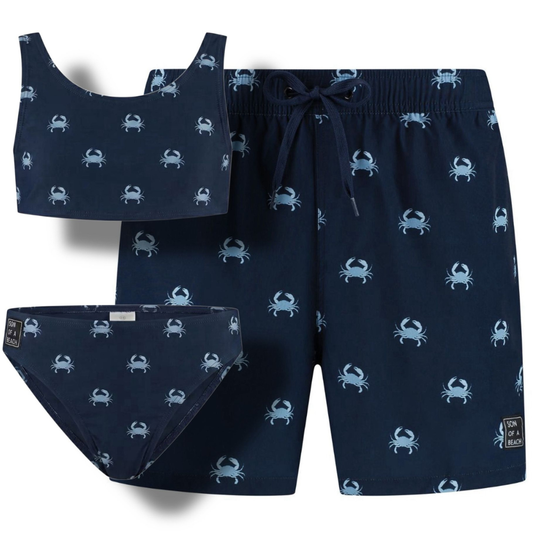 Krabbe, Blau, Badehosen/Bikini für Vater und Tochter