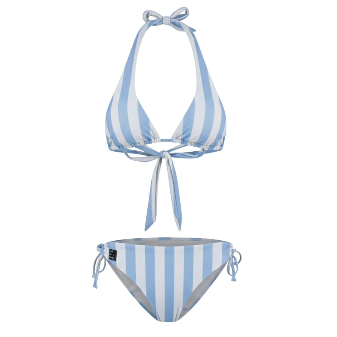 Striped, Light Blue, Women's Bikini