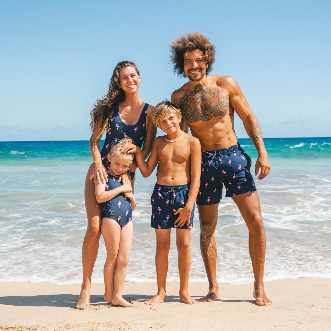 Flamingo, Blau, Mutter und Tochter Bikini/Badeanzug