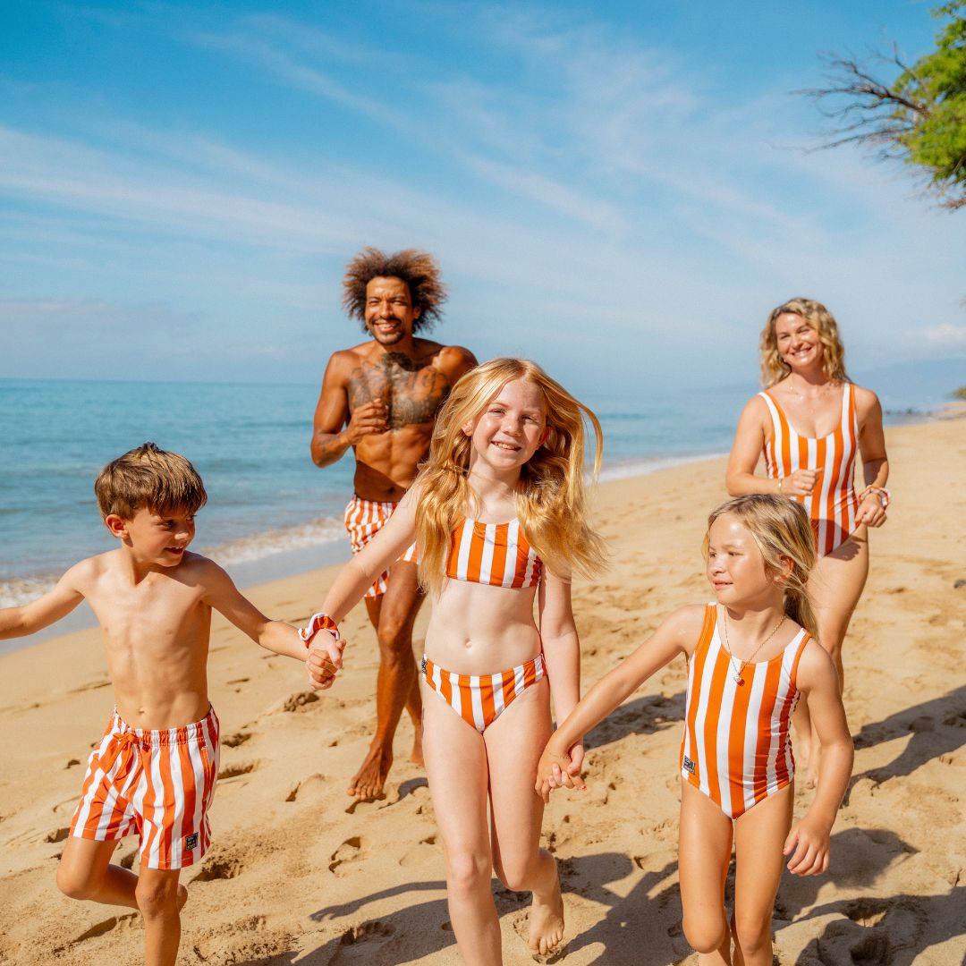 Striped, Brown, Girls swimsuit