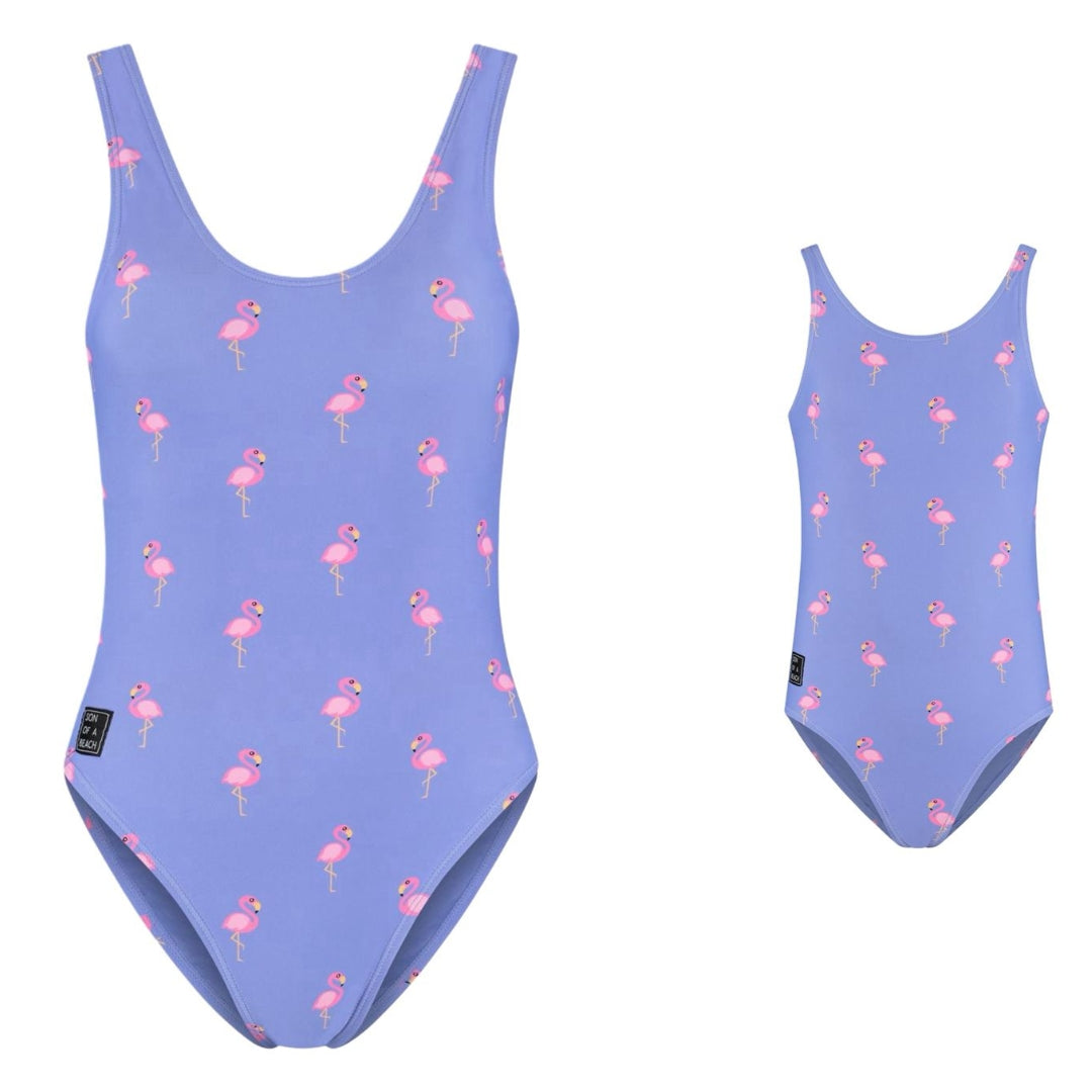 Flamingo, Lila, Mutter und Tochter Badeanzug
