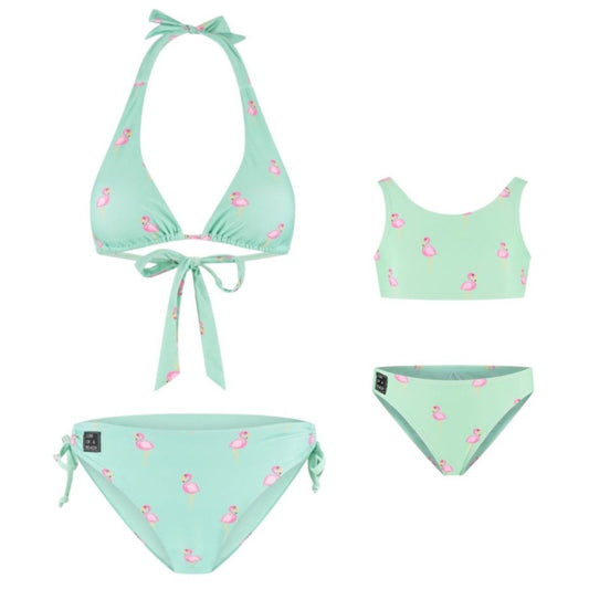 Flamingo, Grün, Mutter und Tochter Bikini/Badeanzug