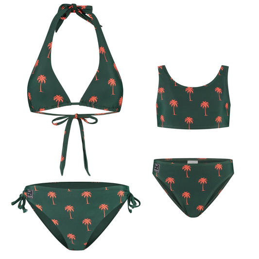 Palm tree, Dark green, Mother and daughter bikinis