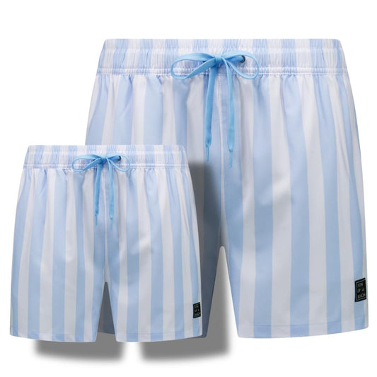 Striped, Light Blue, Father and Son swim shorts