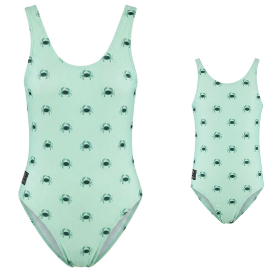 Crab, Green, Mother and daughter swimsuit