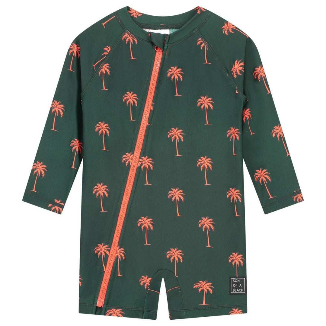 Palm Tree, Dark Green, UV Swimsuit Baby (Boys / Girls)