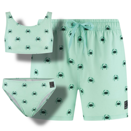 Krabbe, Grün, Badehosen/Bikini für Vater und Tochter