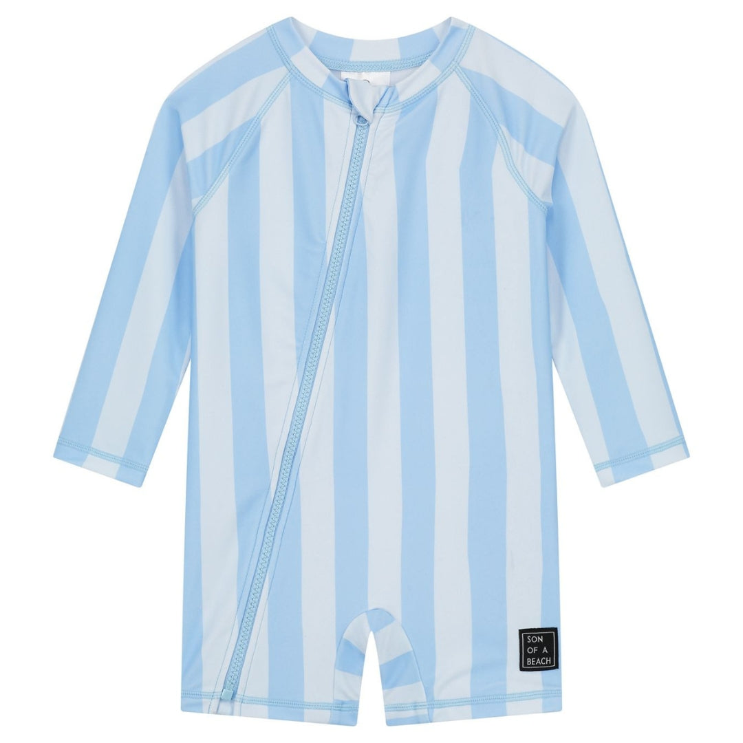 UV-Badeanzug mit Reißverschluss, Streifen, Hellblau, für Kind (Junge / Mädchen)