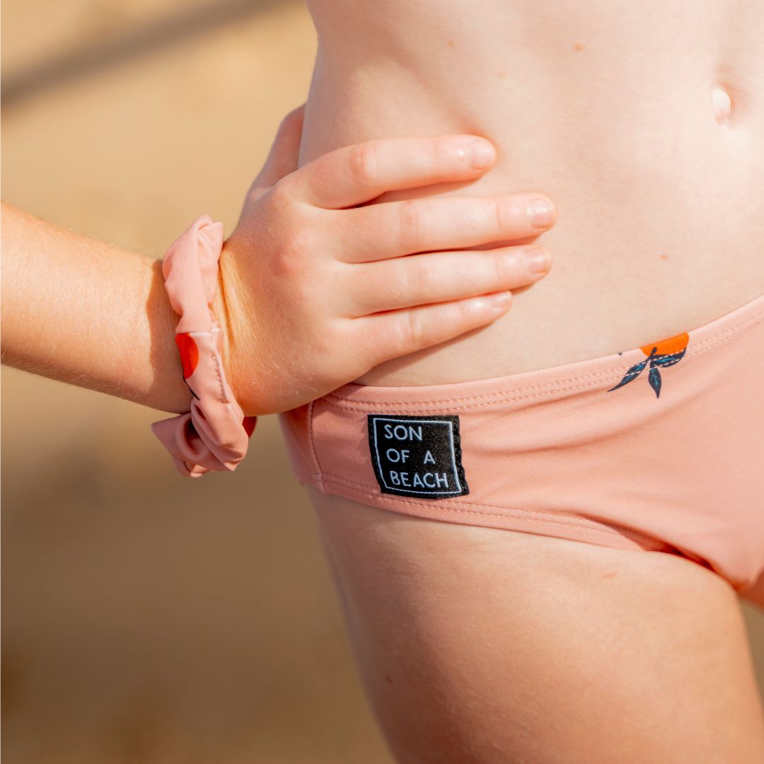 Orange, Orange, Badehosen/Bikini für Vater und Tochter
