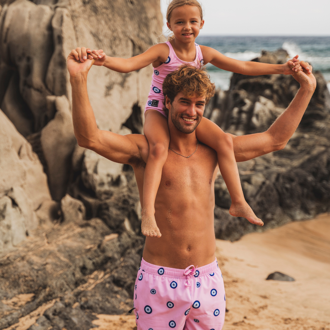 Eye, Pink, Badebekleidung für Vater und Tochter