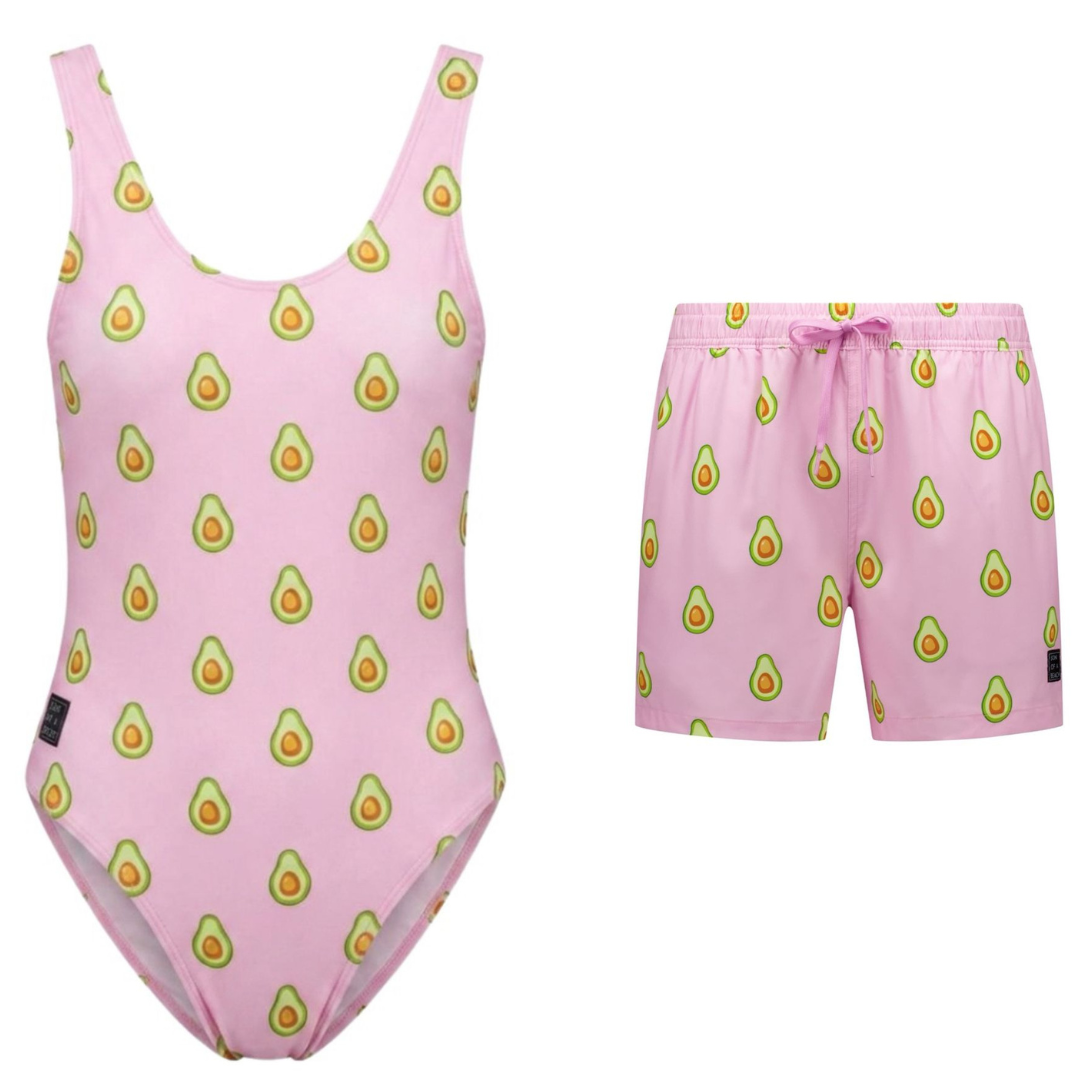 Avocado, Rosa, Mutter-Sohn-Badeanzug/Badehose
