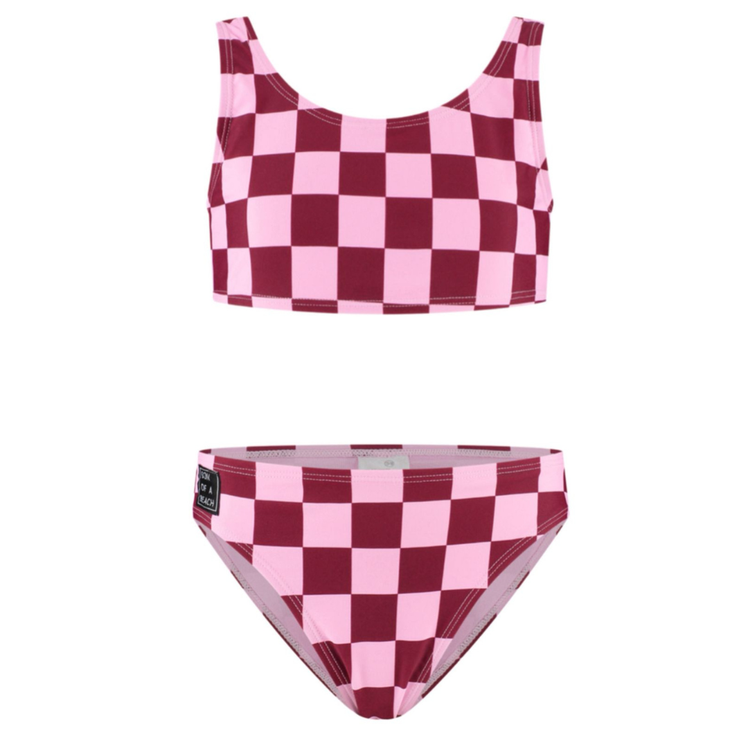 Kariert, Rot, Mädchen Badeanzug