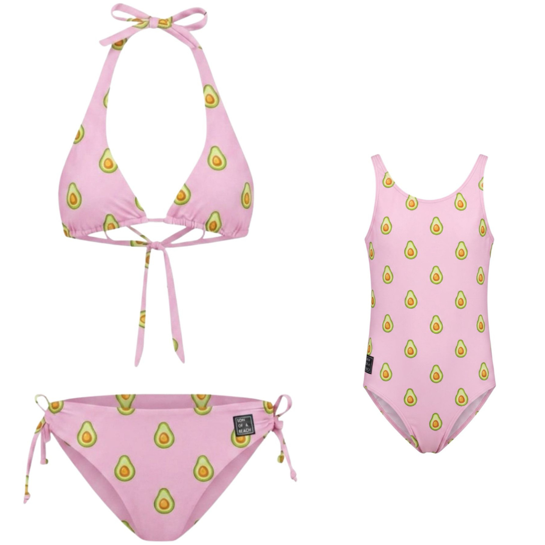 Avocado, rosa, Bikini/Badeanzug für Mutter und Tochter