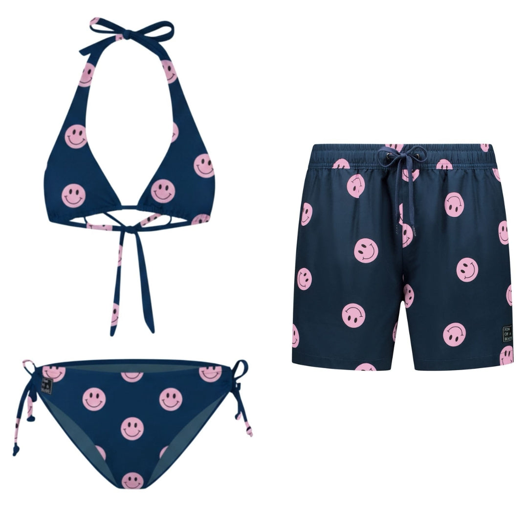 Smiley, Blue, Mother and son bikini/swimming trunks