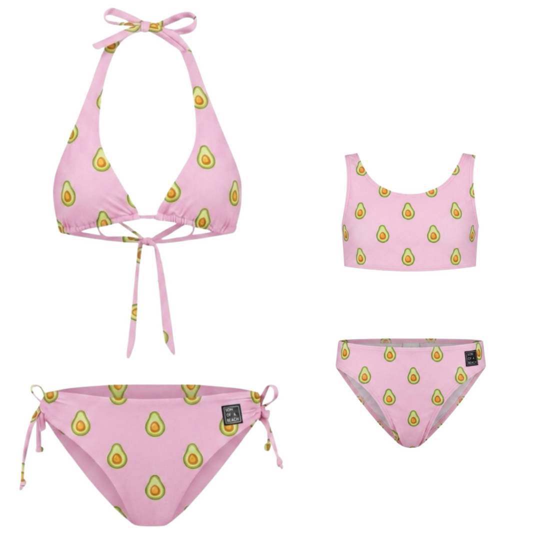 Avocado, rosa, Mutter und Tochter Bikinis