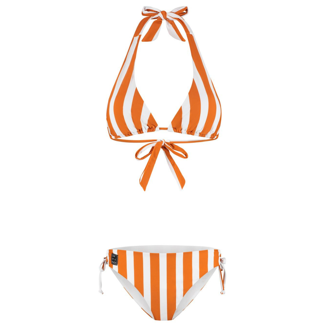 Gestreifter, brauner Damenbikini