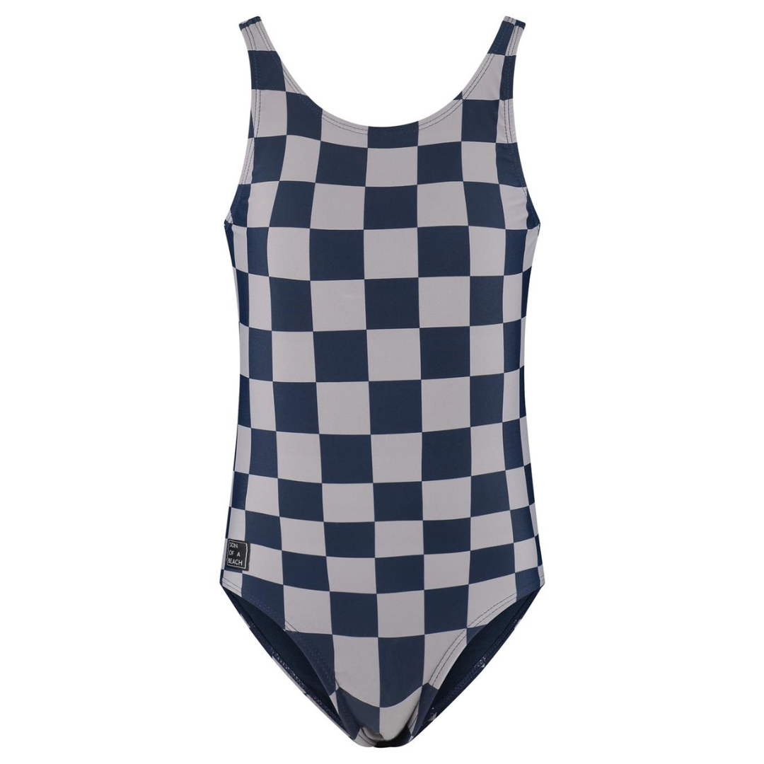 Check, Blue, Girls swimsuit