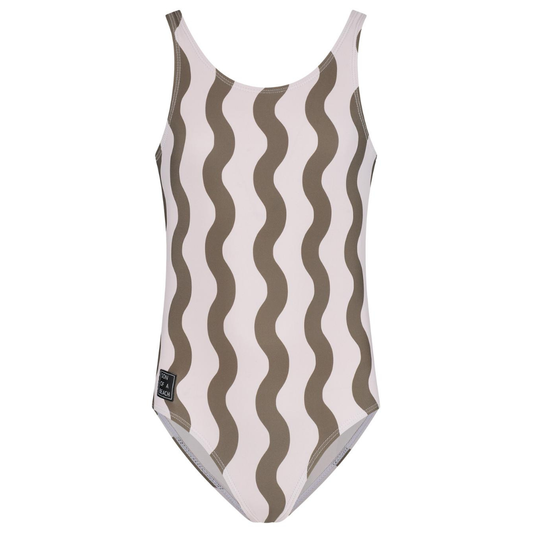 Striped, Wavy green, Girls swimsuit