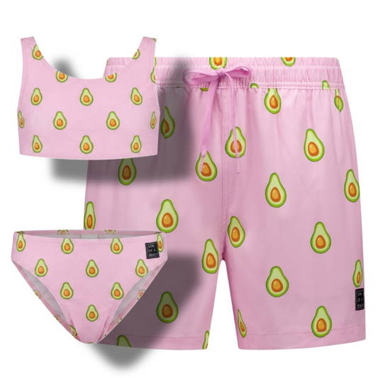 Avocado, Rosa, Badehosen/Bikini für Vater und Tochter