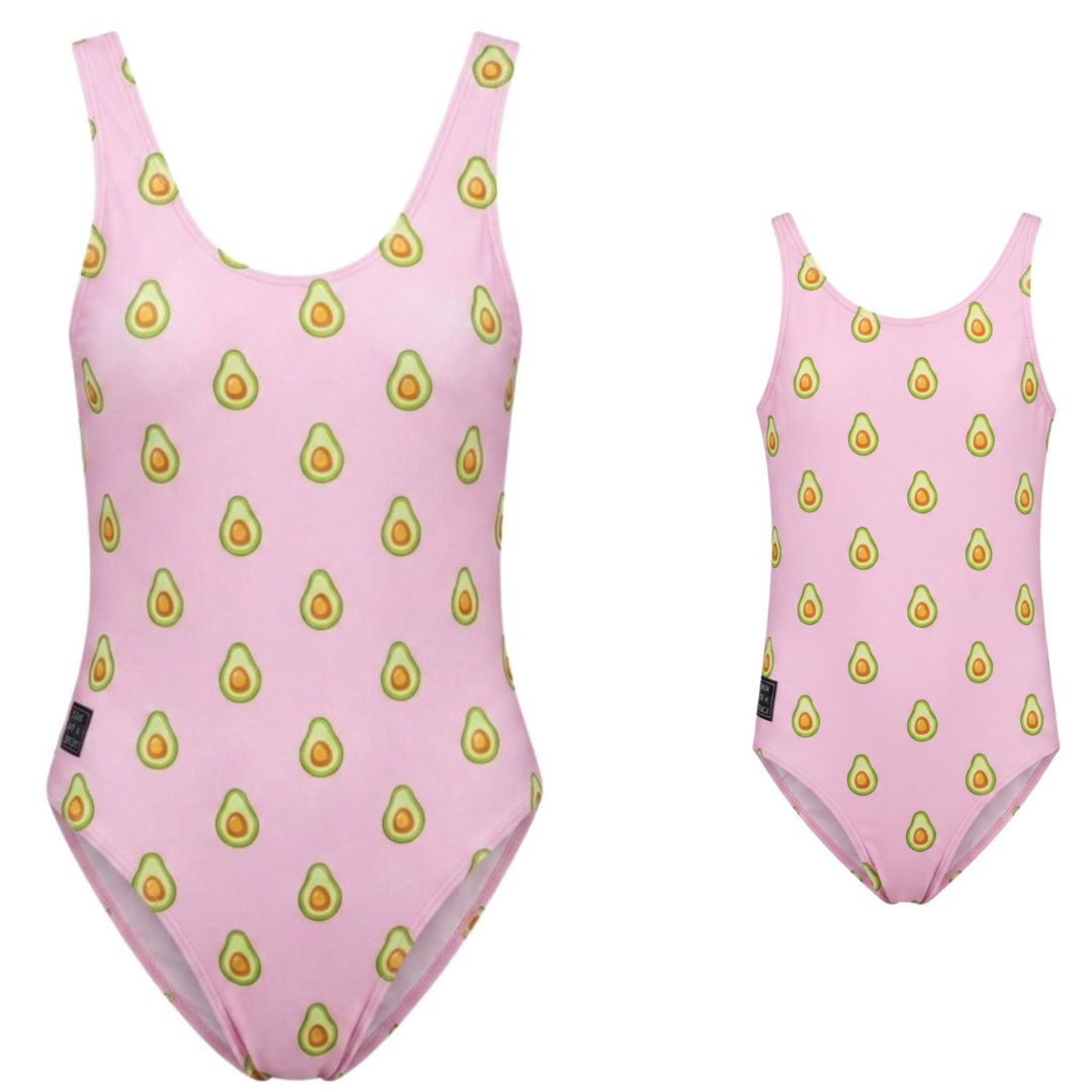 Avocado, Rosa, Badeanzug für Mutter und Tochter