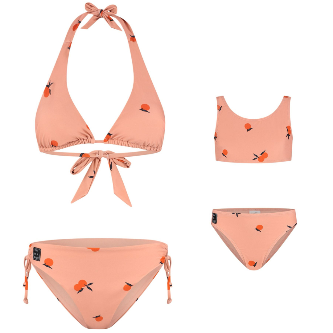 Orange, Orange, Mutter und Tochter Bikinis