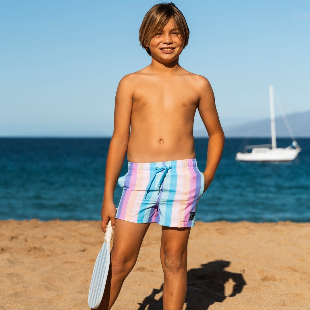 Regenbogen, Vater und Sohn Badehose
