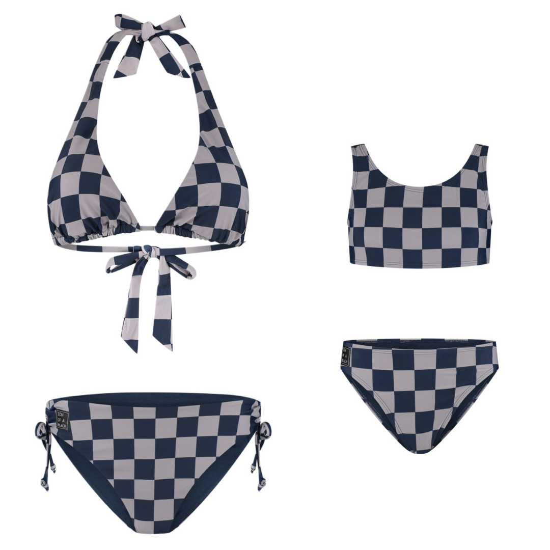 Kariert, Blau, Mutter-Tochter-Bikinis