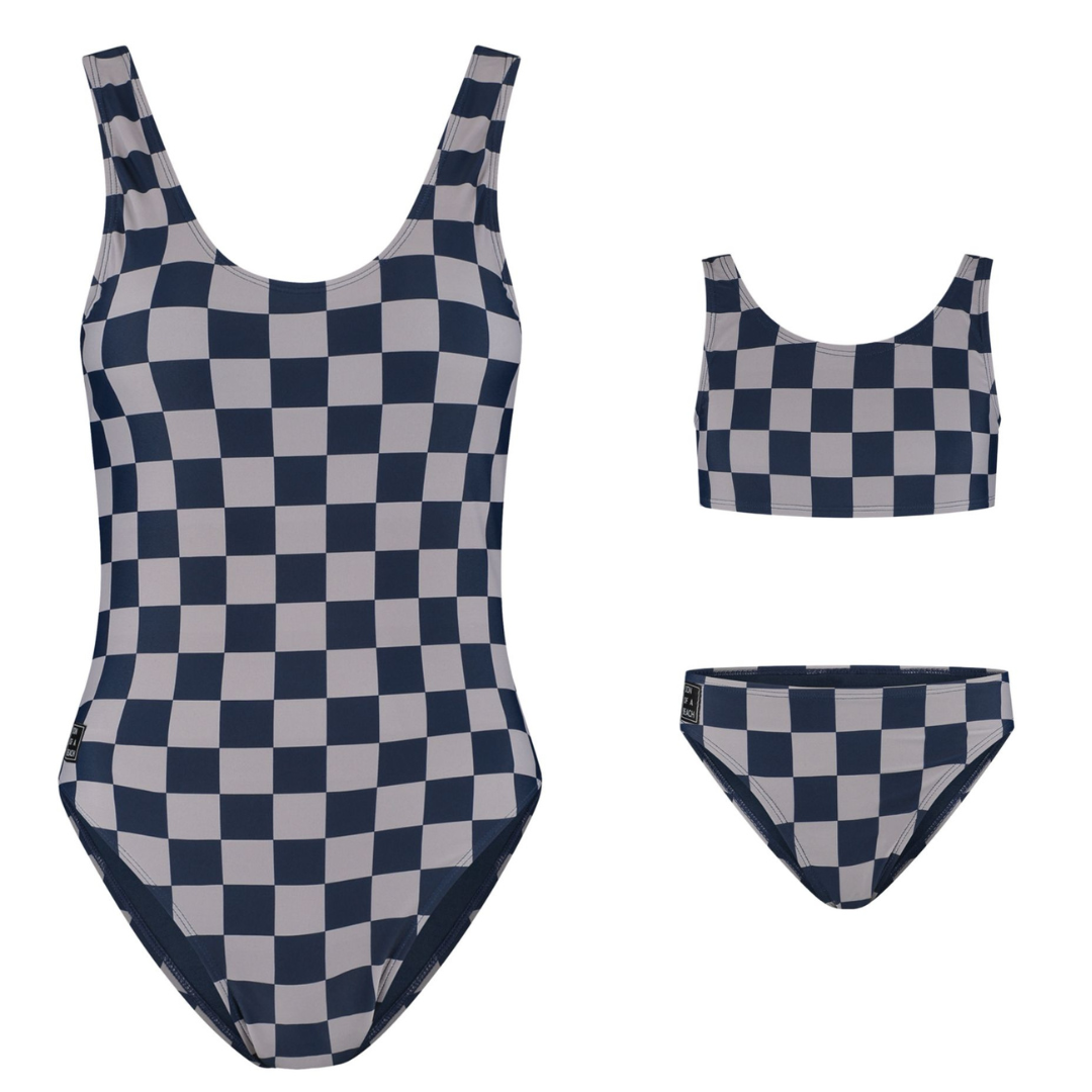 Kariert, Blau, Mutter & Tochter Badeanzug / Bikini