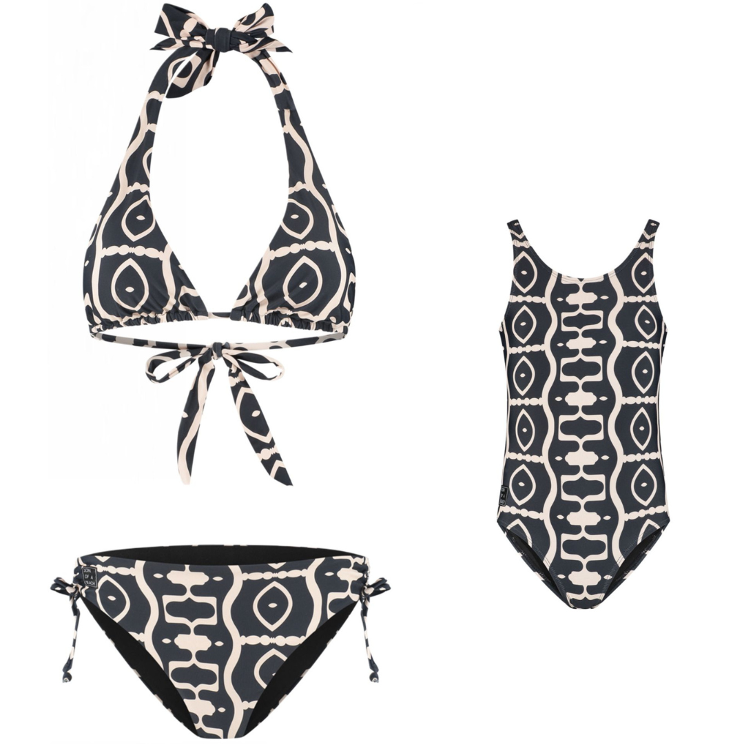 Abstract, Zwart, Moeder en dochter bikini/badpak
