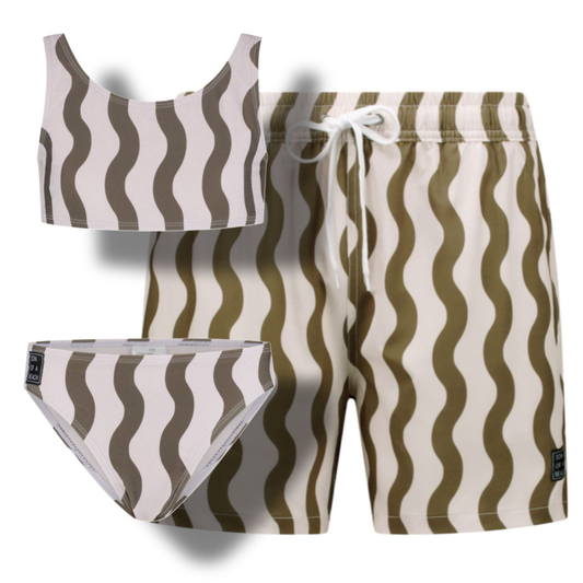 Smiley, Blue, Father and daughter swim trunks/bikini