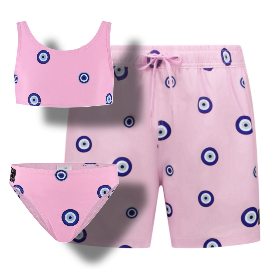 Eye, Pink, Badehose/Bikini für Vater und Tochter