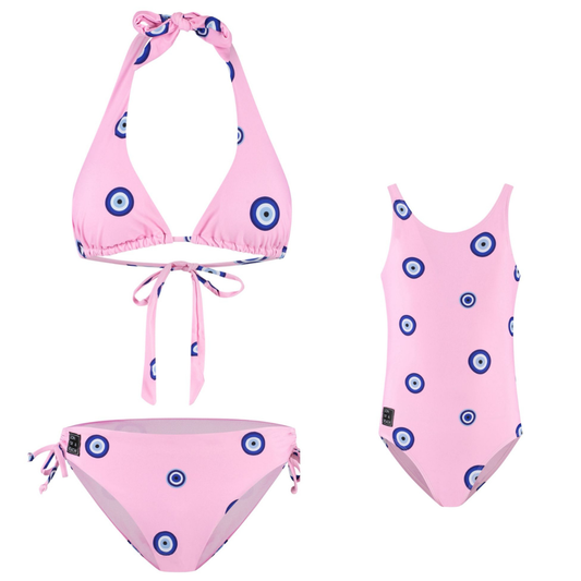 Eye, Pink, Mother and daughter bikini/swimsuit