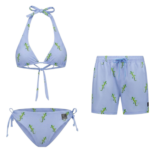 Gecko, Blau, Mutter und Sohn Bikini/Badehose