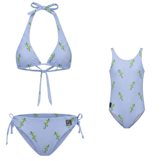 Gecko, Blau, Bikini/Badeanzug für Mutter und Tochter