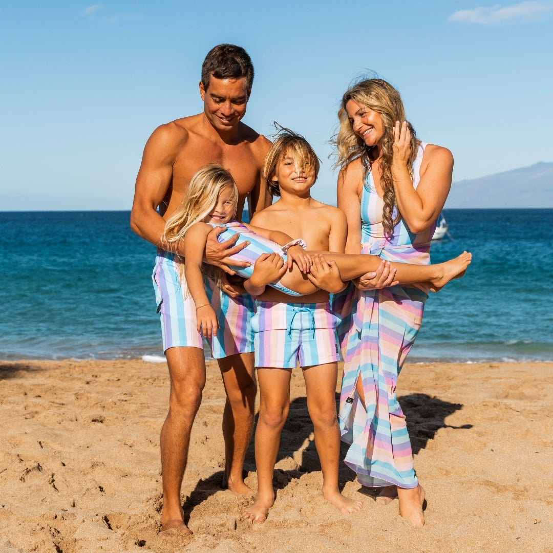 Regenbogen, Vater und Sohn Badehose