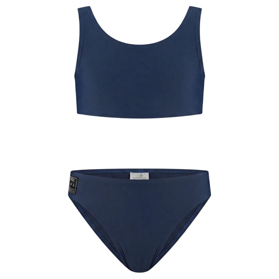 Solid, Dunkelblauer, Mädchen-Bikini