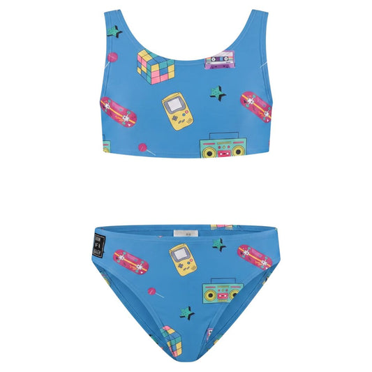 Retro, Blau, Mädchen-Bikini