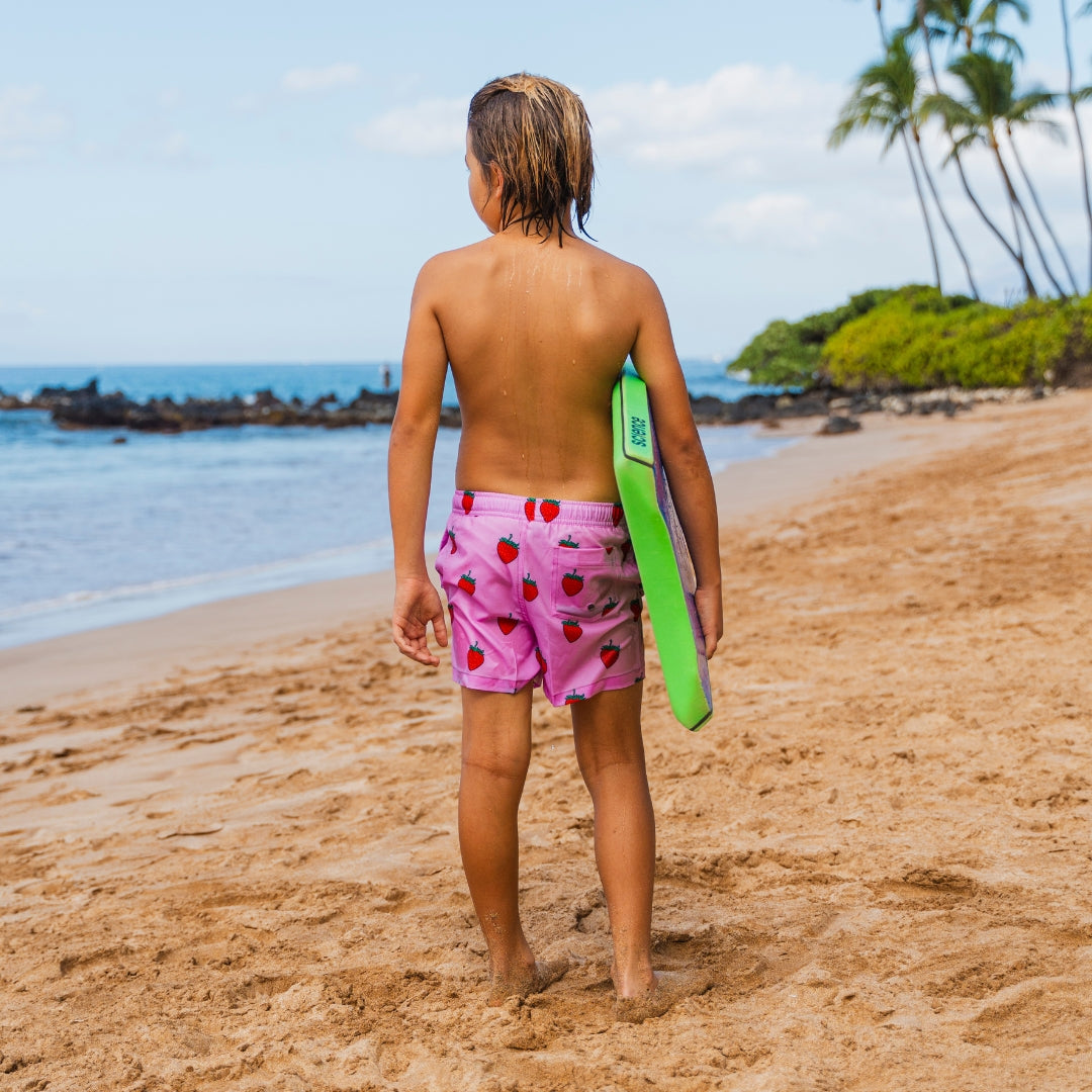 Erdbeere, Vater und Sohn Badehose