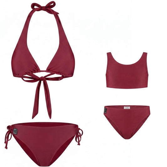 Solid, Dark red, Mother and daughter bikinis